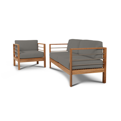 SoHo Teak Outdoor Sofa with Sunbrella® Canvas Cushion