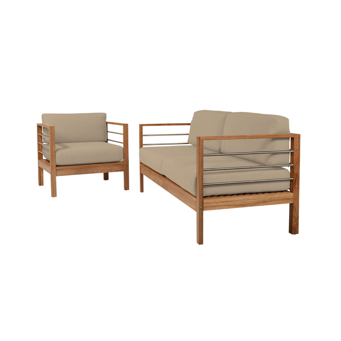 SoHo Teak Outdoor Sofa with Sunbrella® Canvas Cushion