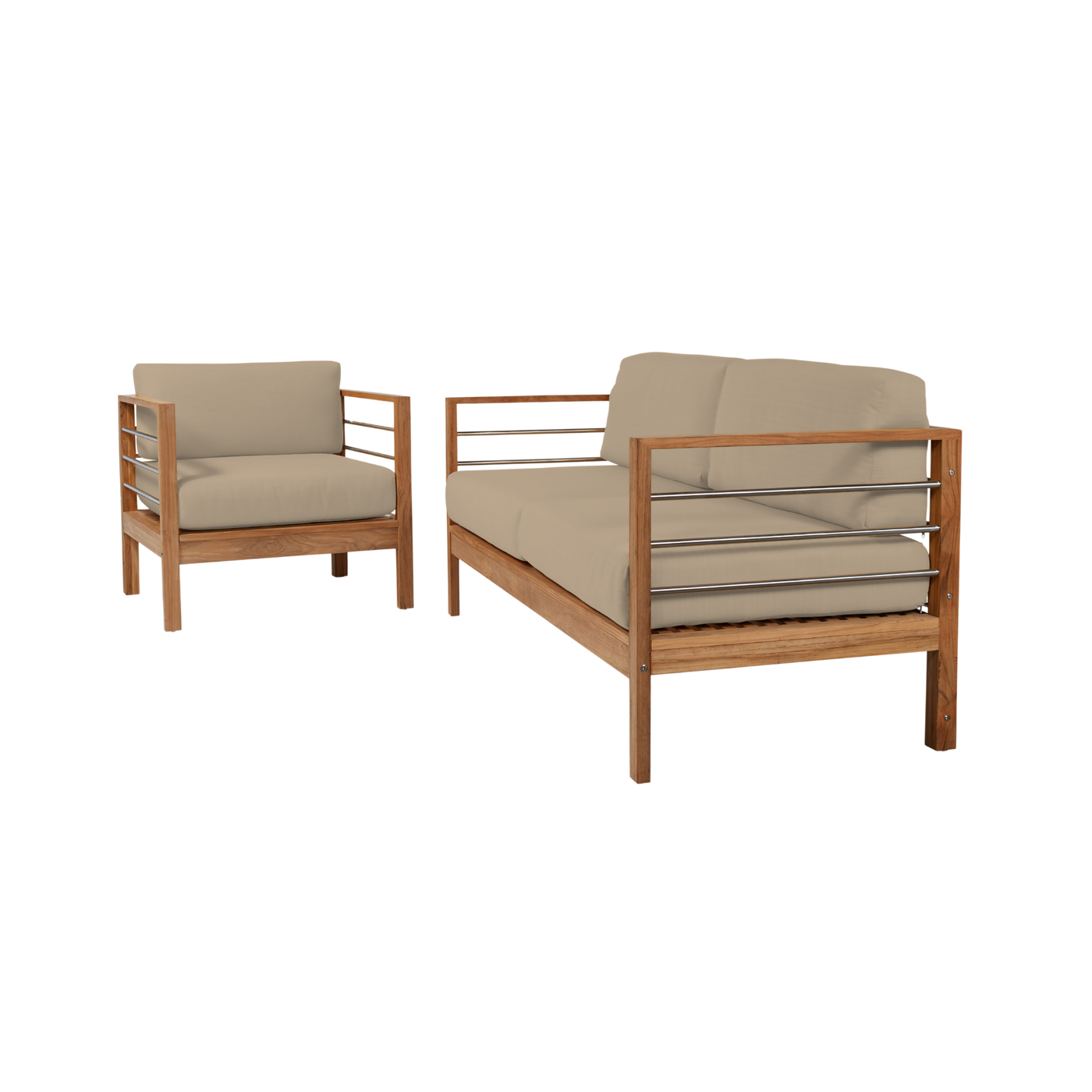 SoHo Teak Outdoor Sofa with Sunbrella® Canvas Cushion