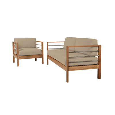 SoHo Teak Outdoor Sofa with Sunbrella® Canvas Cushion