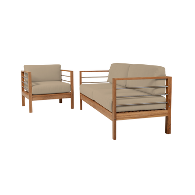 SoHo Teak Outdoor Sofa with Sunbrella® Canvas Cushion
