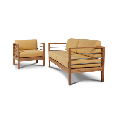 SoHo Teak Outdoor Sofa with Sunbrella® Canvas Cushion