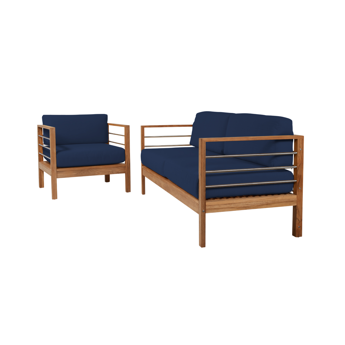 SoHo Teak Outdoor Sofa with Sunbrella® Canvas Cushion