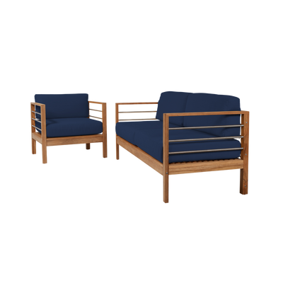 SoHo Teak Outdoor Sofa with Sunbrella® Canvas Cushion