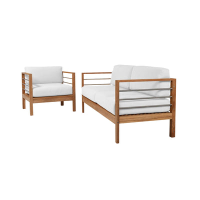 SoHo Teak Outdoor Sofa with Sunbrella® Canvas Cushion