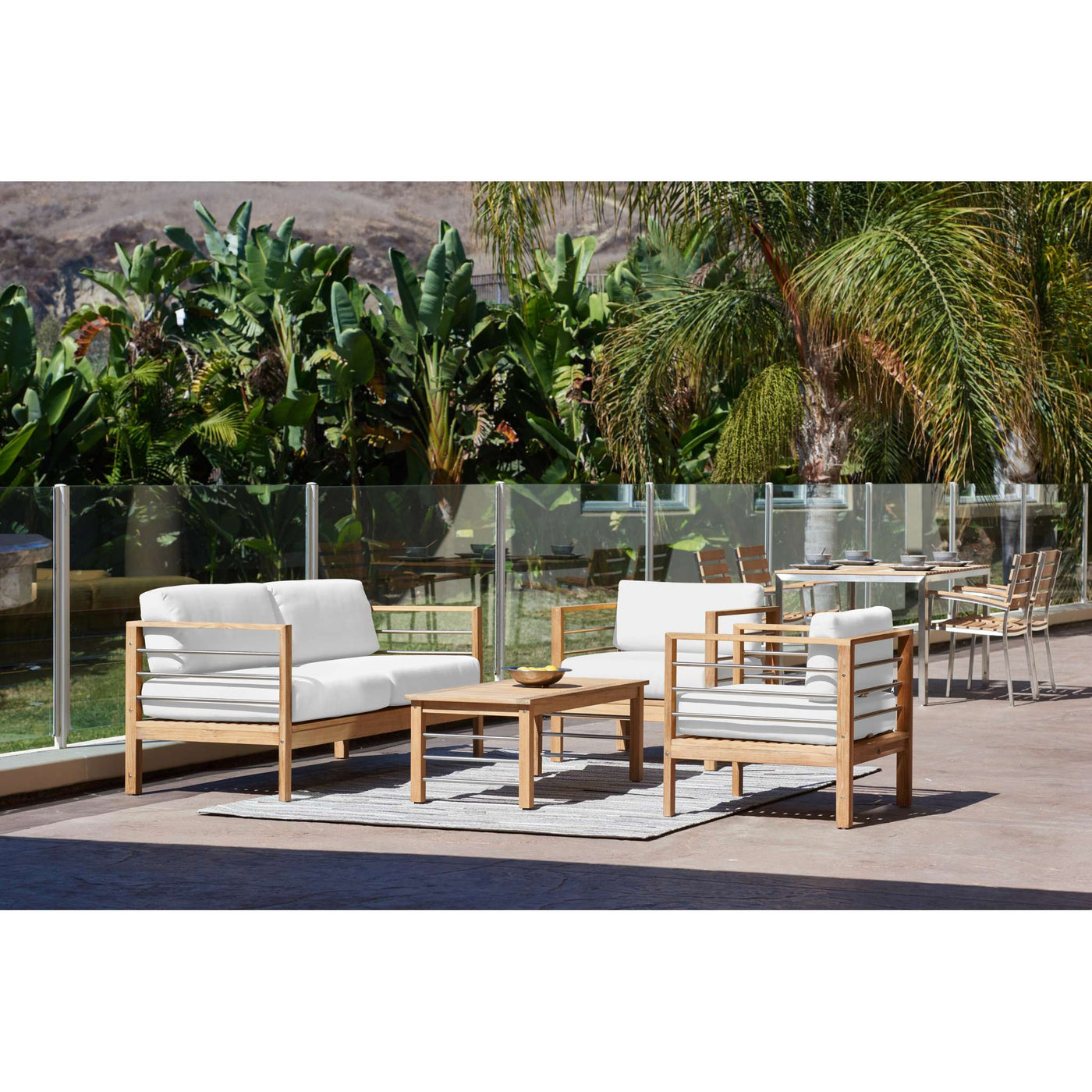 SoHo Teak Outdoor Sofa with Sunbrella® Canvas Cushion