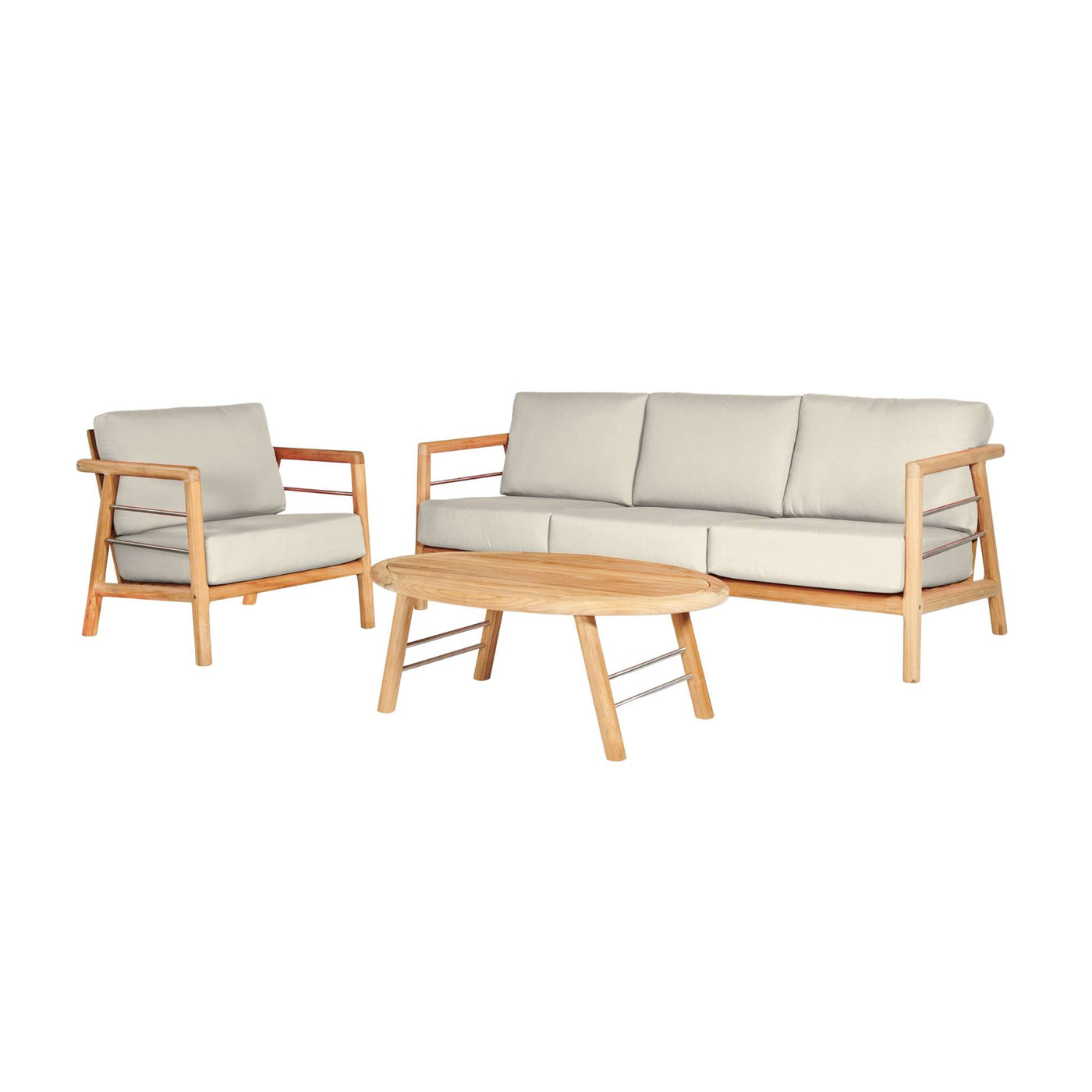 Aalto 3-Person Teak Outdoor Sofa with Sunbrella® Canvas Cushion