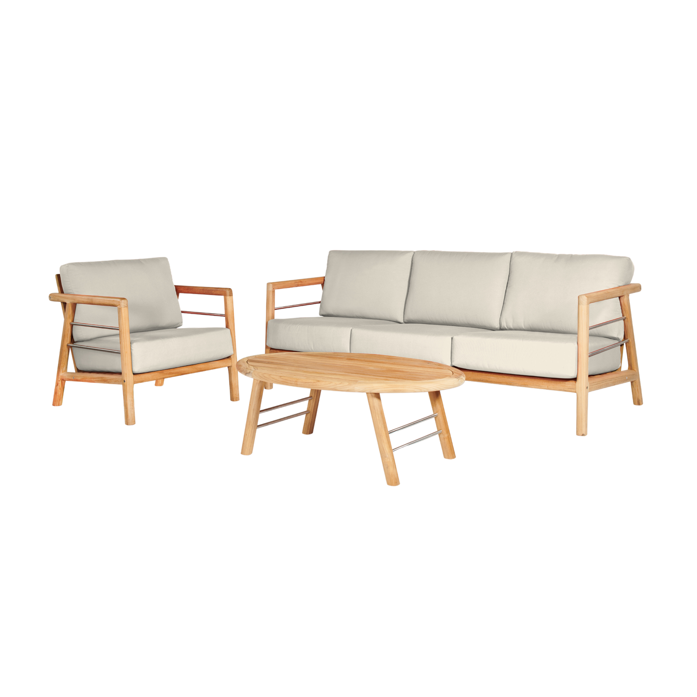 Aalto 3-Person Teak Outdoor Sofa with Sunbrella® Canvas Cushion