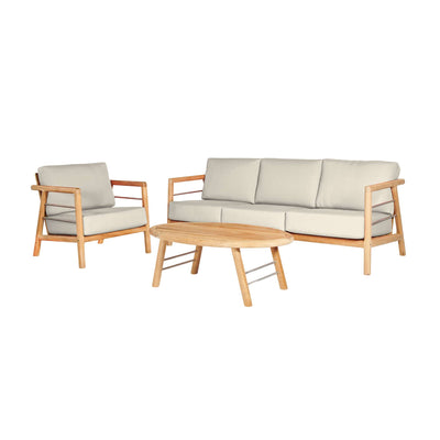 Aalto 3-Person Teak Outdoor Sofa with Sunbrella® Canvas Cushion