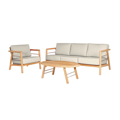 Aalto 3-Person Teak Outdoor Sofa with Sunbrella® Canvas Cushion