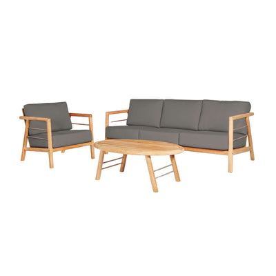 Aalto 3-Person Teak Outdoor Sofa with Sunbrella® Canvas Cushion