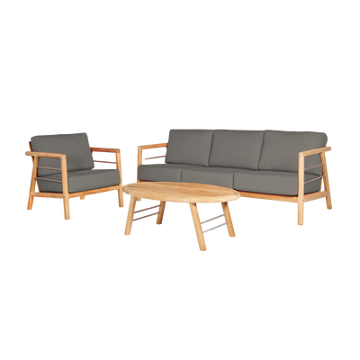 Aalto 3-Person Teak Outdoor Sofa with Sunbrella® Canvas Cushion