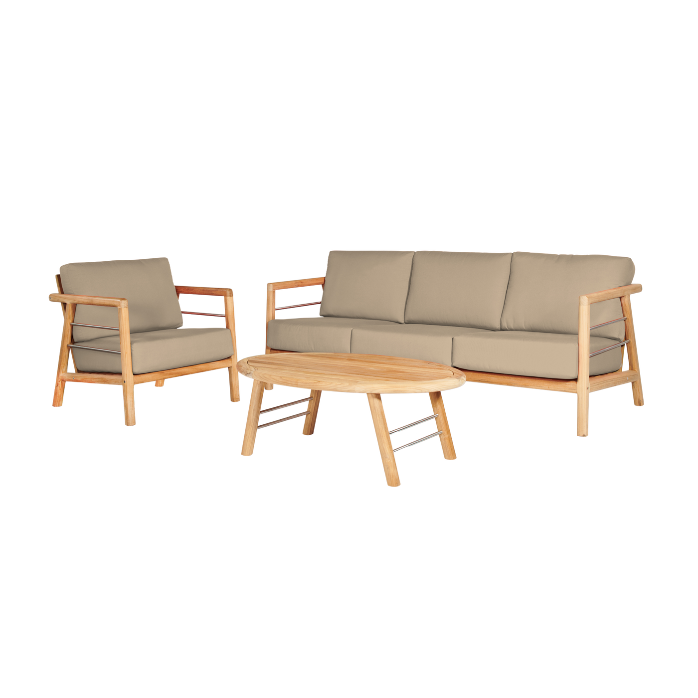 Aalto 3-Person Teak Outdoor Sofa with Sunbrella® Canvas Cushion