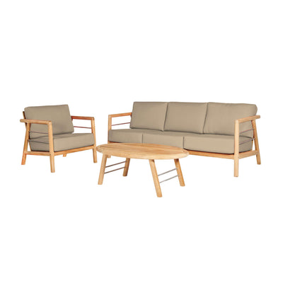 Aalto 3-Person Teak Outdoor Sofa with Sunbrella® Canvas Cushion