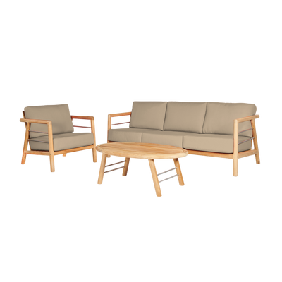 Aalto 3-Person Teak Outdoor Sofa with Sunbrella® Canvas Cushion