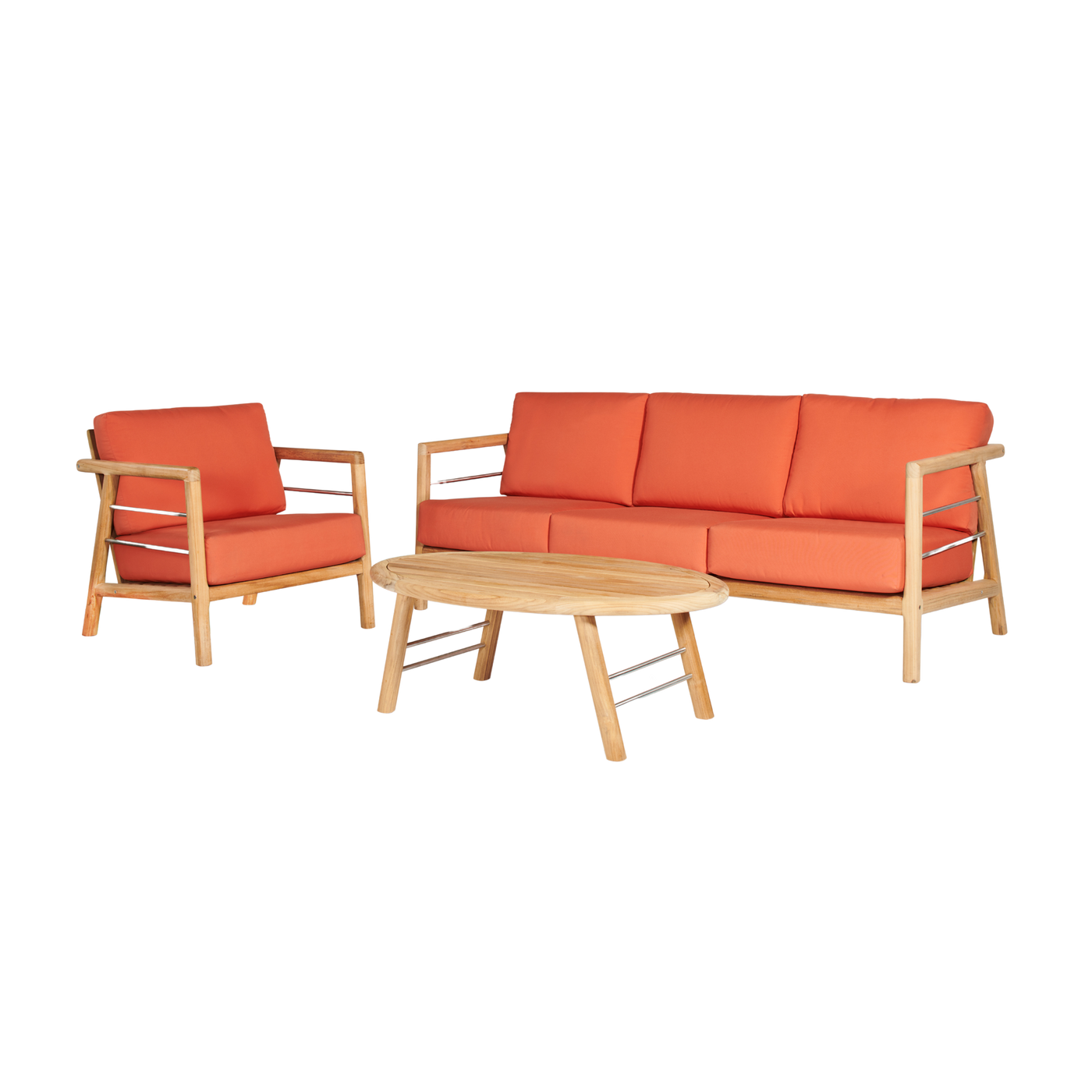 Aalto 3-Person Teak Outdoor Sofa with Sunbrella® Canvas Cushion