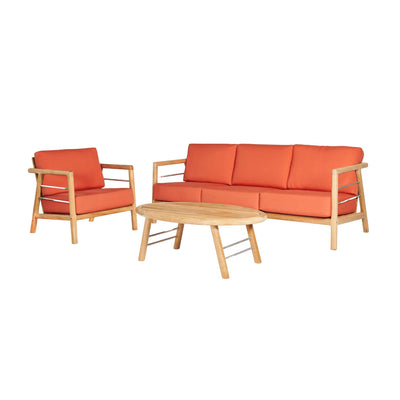 Aalto 3-Person Teak Outdoor Sofa with Sunbrella® Canvas Cushion