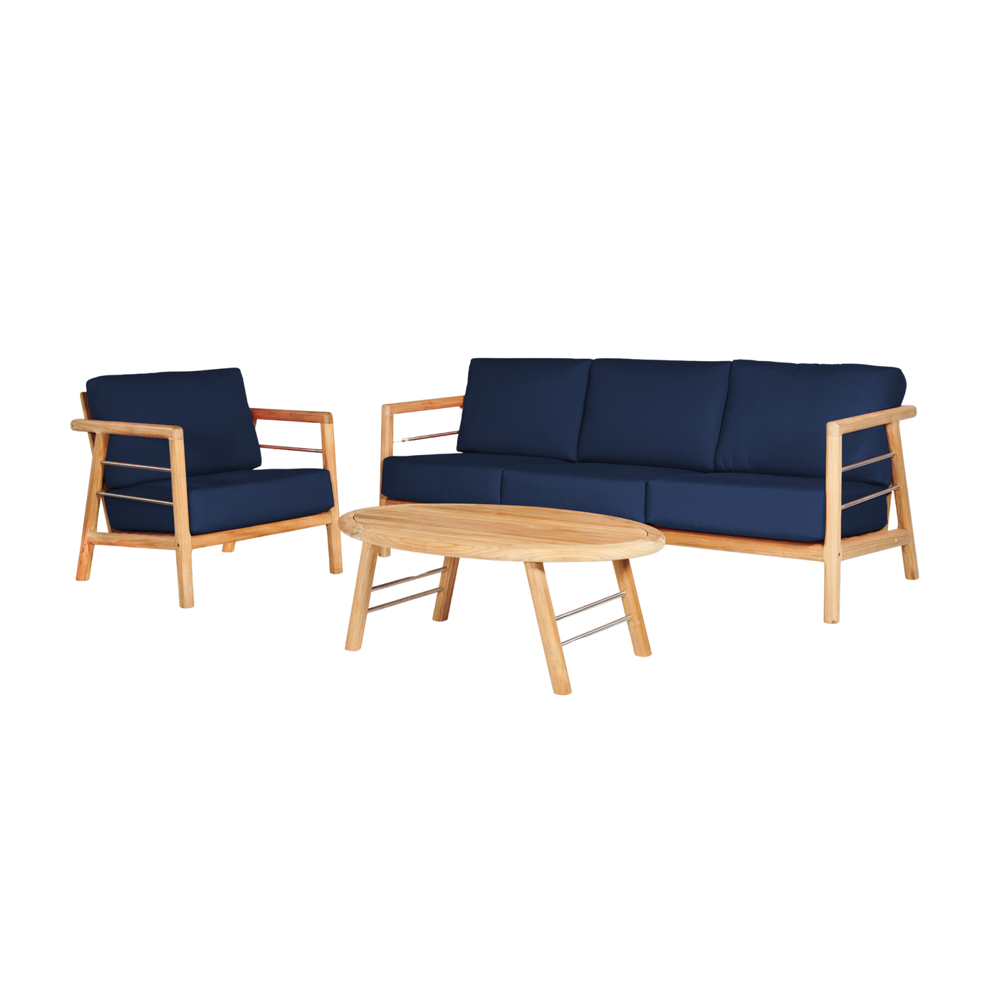 Aalto 3-Person Teak Outdoor Sofa with Sunbrella® Canvas Cushion