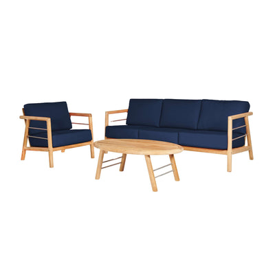 Aalto 3-Person Teak Outdoor Sofa with Sunbrella® Canvas Cushion