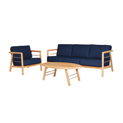 Aalto 3-Person Teak Outdoor Sofa with Sunbrella® Canvas Cushion