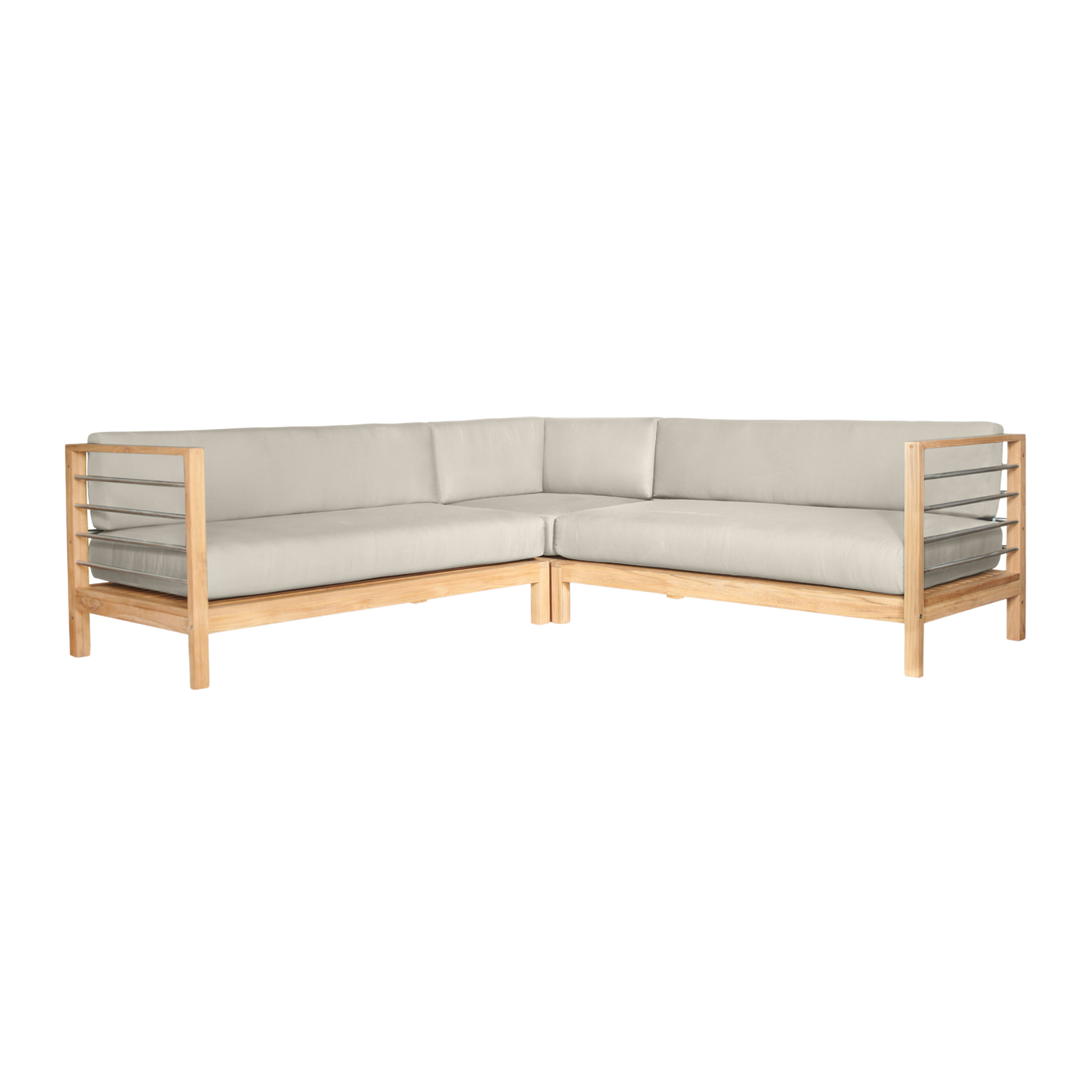 SoHo Teak Outdoor Sectional Left Sofa with Sunbrella® Canvas Cushion