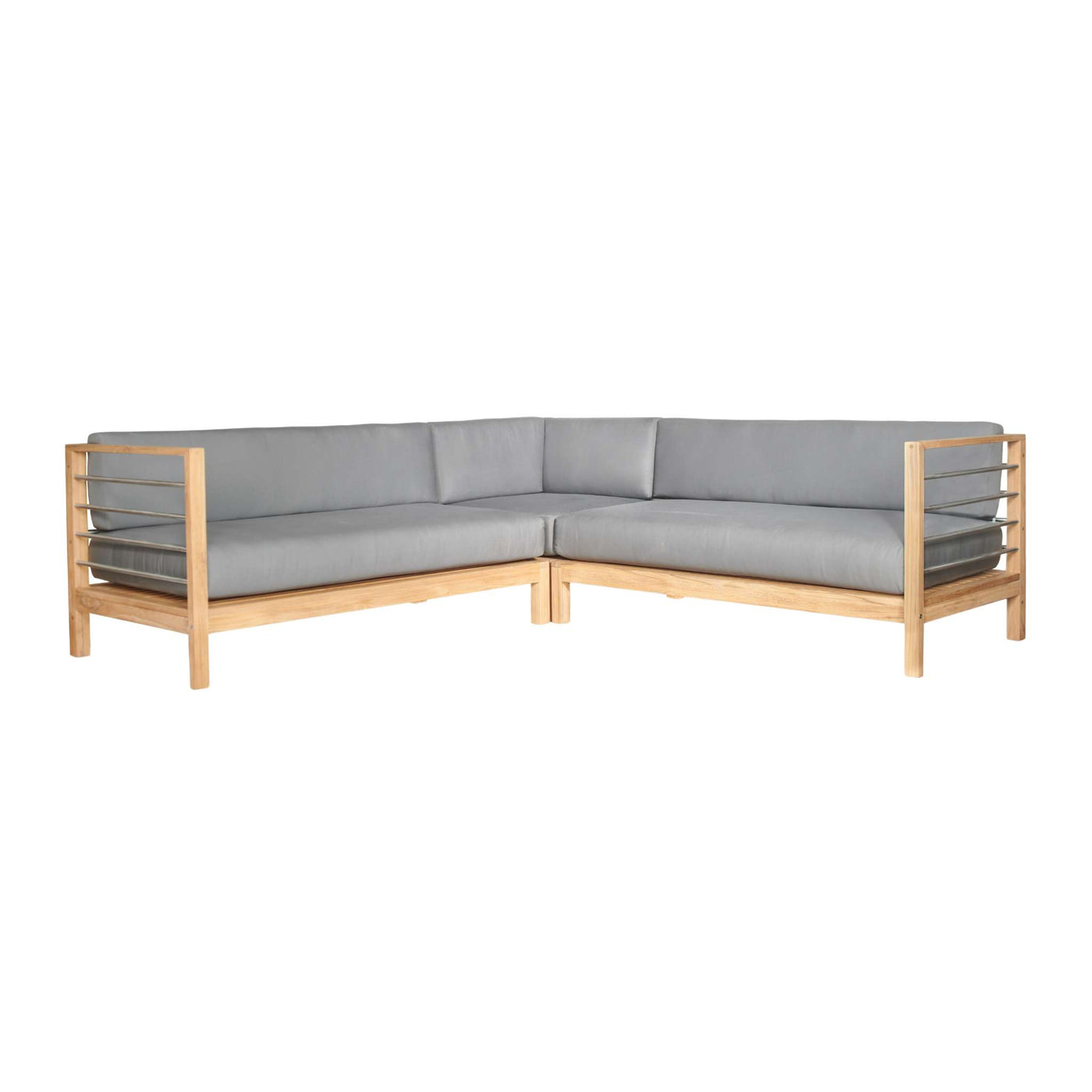 SoHo Teak Outdoor Sectional Left Sofa with Sunbrella® Charcoal Cushion