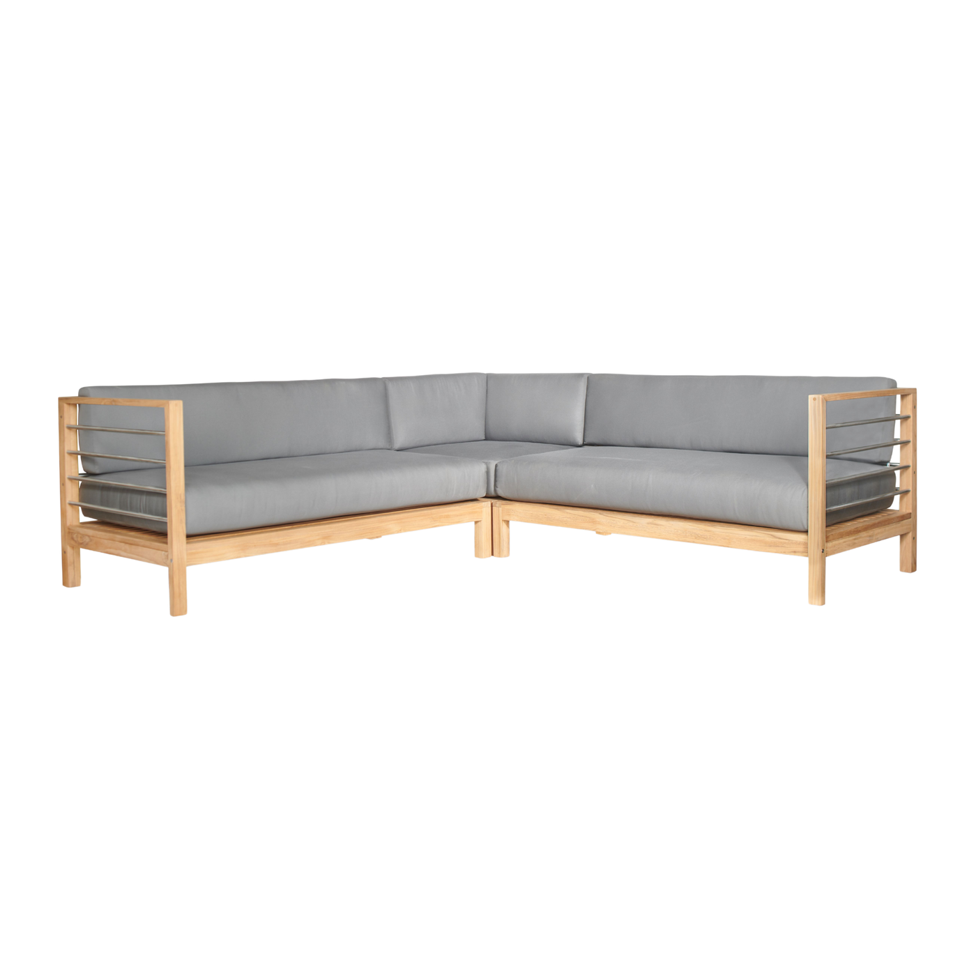 SoHo Teak Outdoor Sectional Left Sofa with Sunbrella® Charcoal Cushion