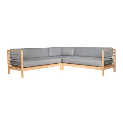 SoHo Teak Outdoor Sectional Left Sofa with Sunbrella® Charcoal Cushion