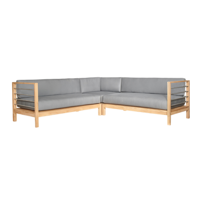 SoHo Teak Outdoor Sectional Left Sofa with Sunbrella® Charcoal Cushion