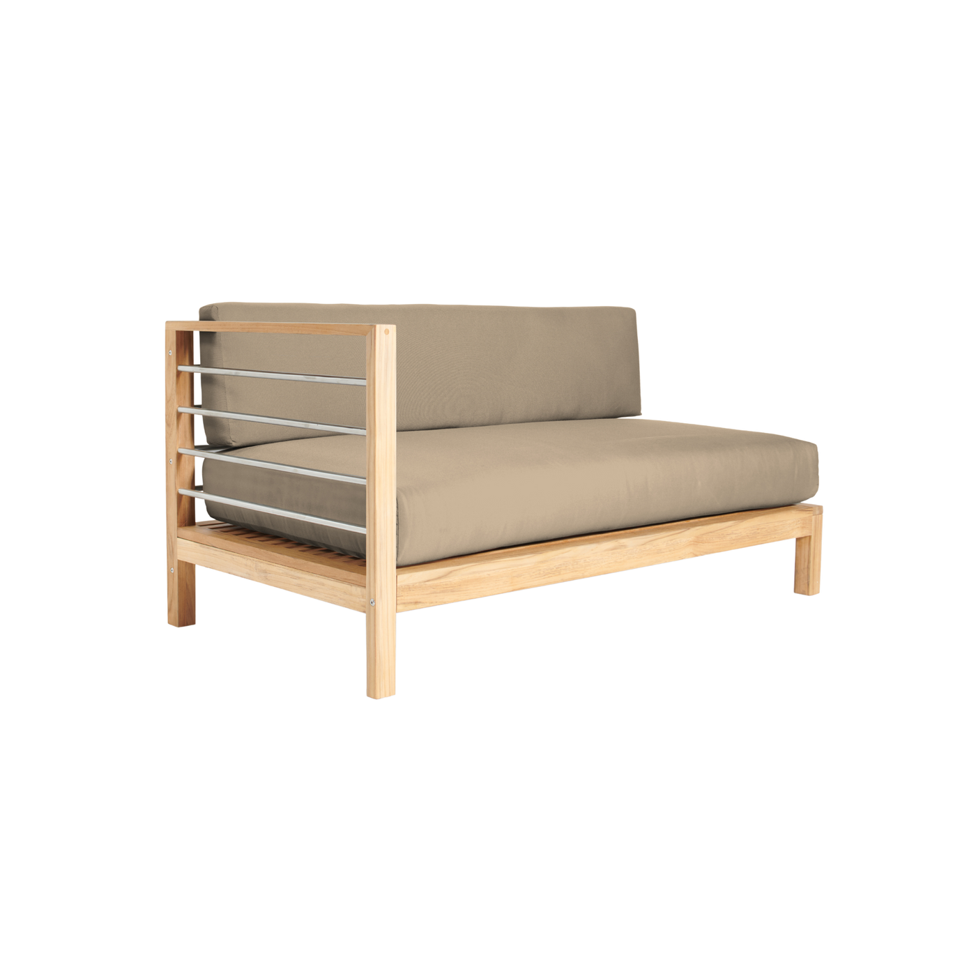 SoHo Teak Outdoor Sectional Left Sofa with Sunbrella® Fawn Cushion