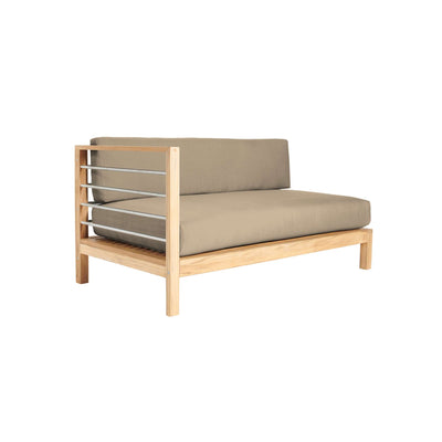 SoHo Teak Outdoor Sectional Left Sofa with Sunbrella® Fawn Cushion