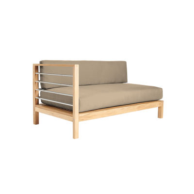 SoHo Teak Outdoor Sectional Left Sofa with Sunbrella® Fawn Cushion