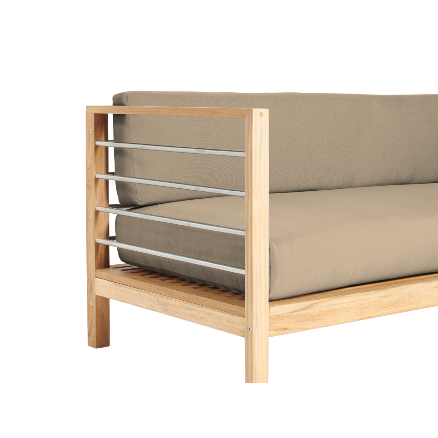 SoHo Teak Outdoor Sectional Left Sofa with Sunbrella® Fawn Cushion