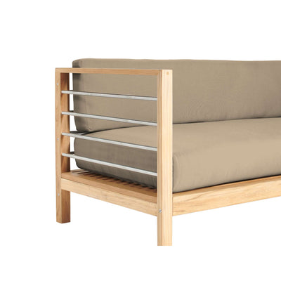SoHo Teak Outdoor Sectional Left Sofa with Sunbrella® Fawn Cushion