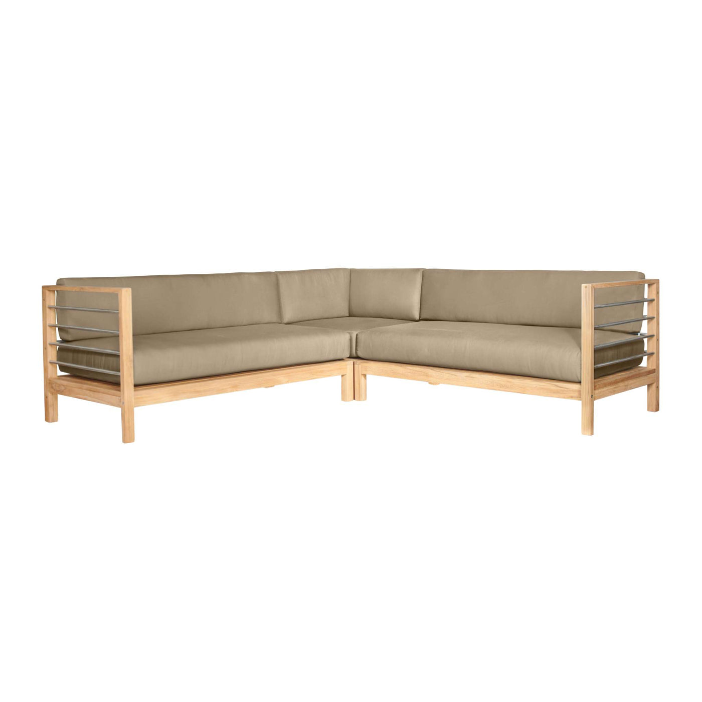 SoHo Teak Outdoor Sectional Left Sofa with Sunbrella® Fawn Cushion