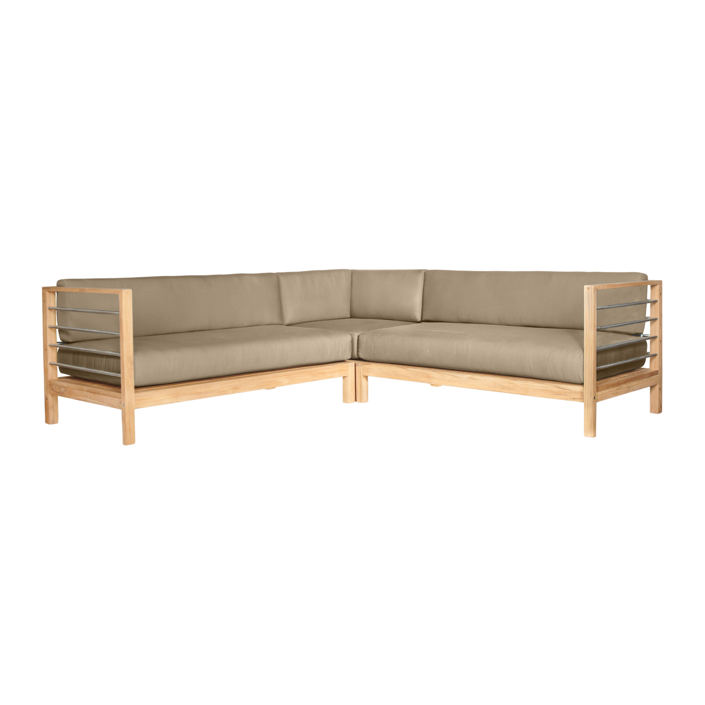 SoHo Teak Outdoor Sectional Left Sofa with Sunbrella® Fawn Cushion