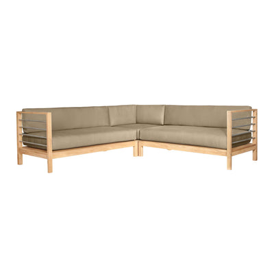 SoHo Teak Outdoor Sectional Left Sofa with Sunbrella® Fawn Cushion