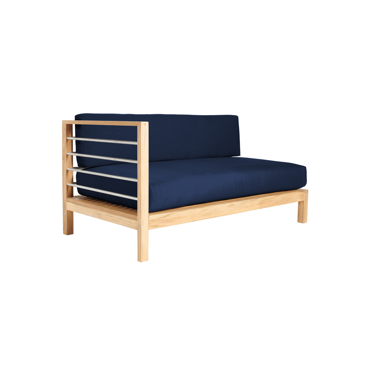 SoHo Teak Outdoor Sectional Left Sofa with Sunbrella® Navy Cushion