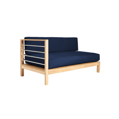 SoHo Teak Outdoor Sectional Left Sofa with Sunbrella® Navy Cushion