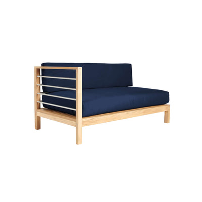 SoHo Teak Outdoor Sectional Left Sofa with Sunbrella® Navy Cushion