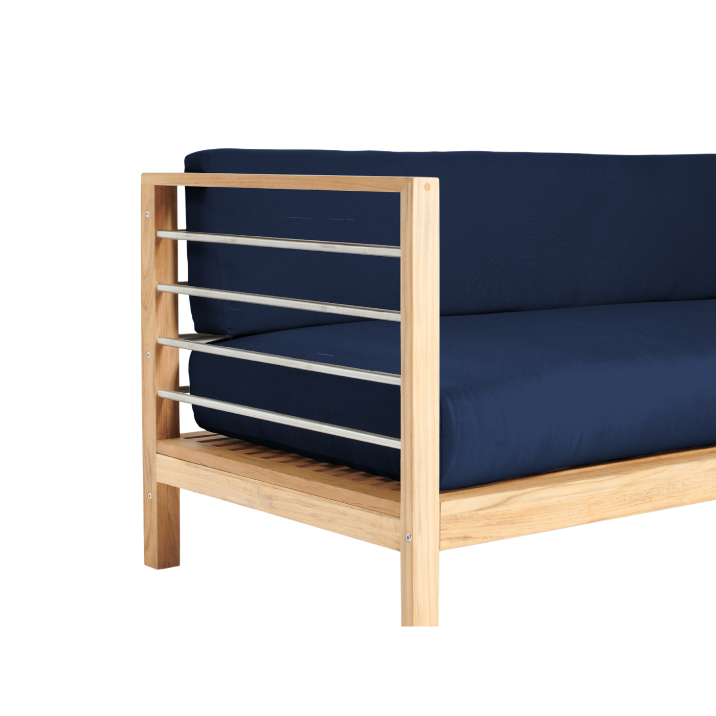 SoHo Teak Outdoor Sectional Left Sofa with Sunbrella® Navy Cushion