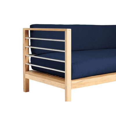 SoHo Teak Outdoor Sectional Left Sofa with Sunbrella® Navy Cushion