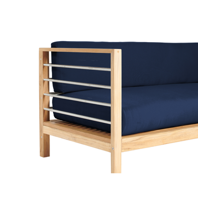 SoHo Teak Outdoor Sectional Left Sofa with Sunbrella® Navy Cushion