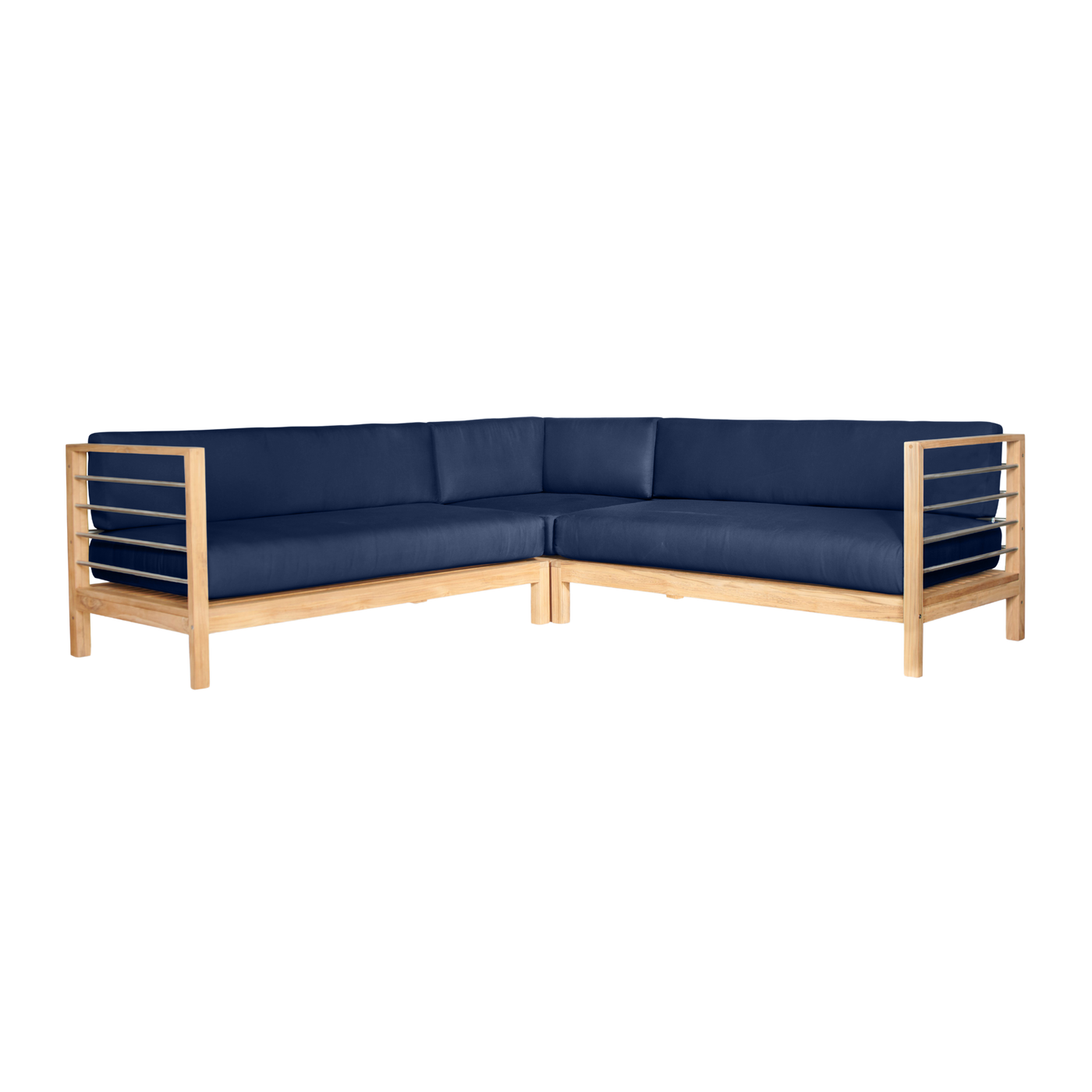 SoHo Teak Outdoor Sectional Left Sofa with Sunbrella® Navy Cushion