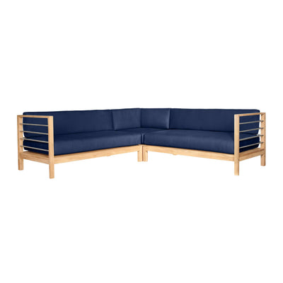 SoHo Teak Outdoor Sectional Left Sofa with Sunbrella® Navy Cushion