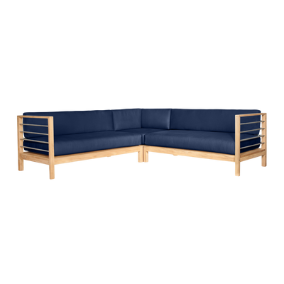 SoHo Teak Outdoor Sectional Left Sofa with Sunbrella® Navy Cushion