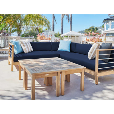 SoHo Teak Outdoor Sectional Left Sofa with Sunbrella® Navy Cushion