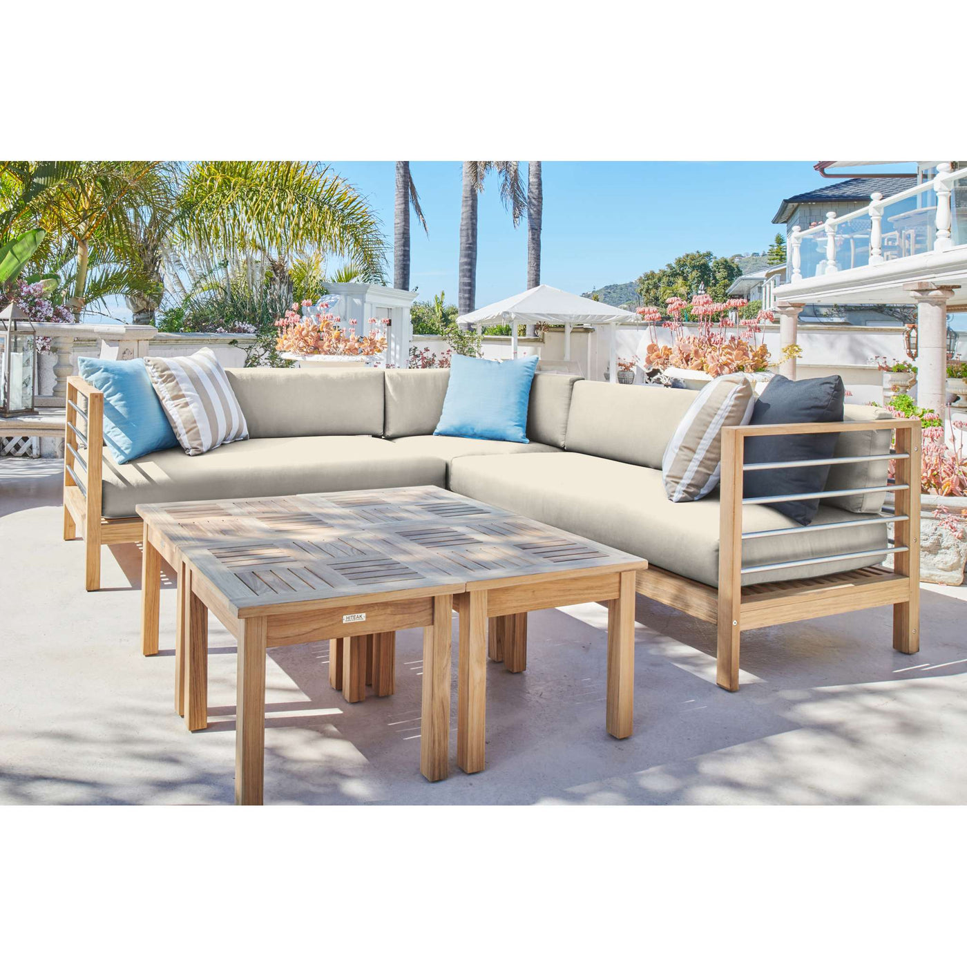 SoHo Teak Outdoor Sectional Right Sofa with Sunbrella® Canvas Cushion
