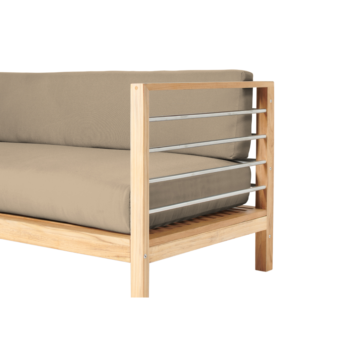 SoHo Teak Outdoor Sectional Right Sofa with Sunbrella® Fawn Cushion