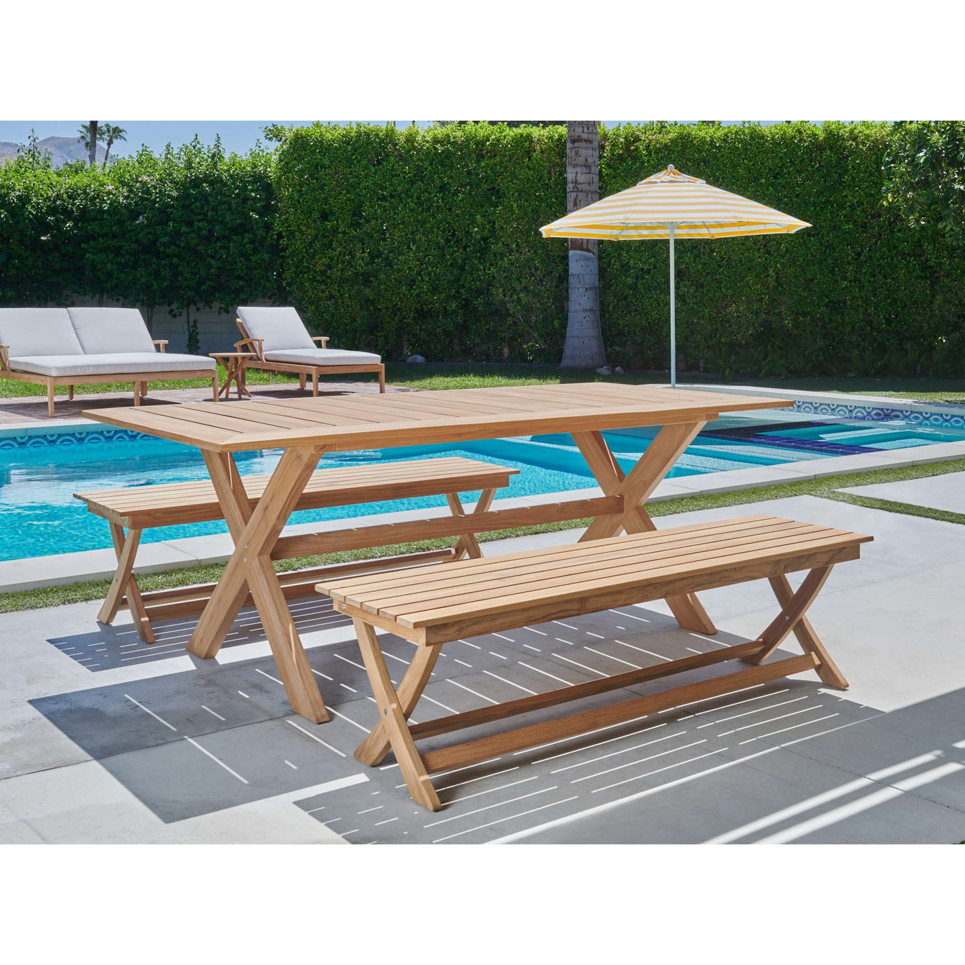 Picnic 3-Person Teak Outdoor Bench